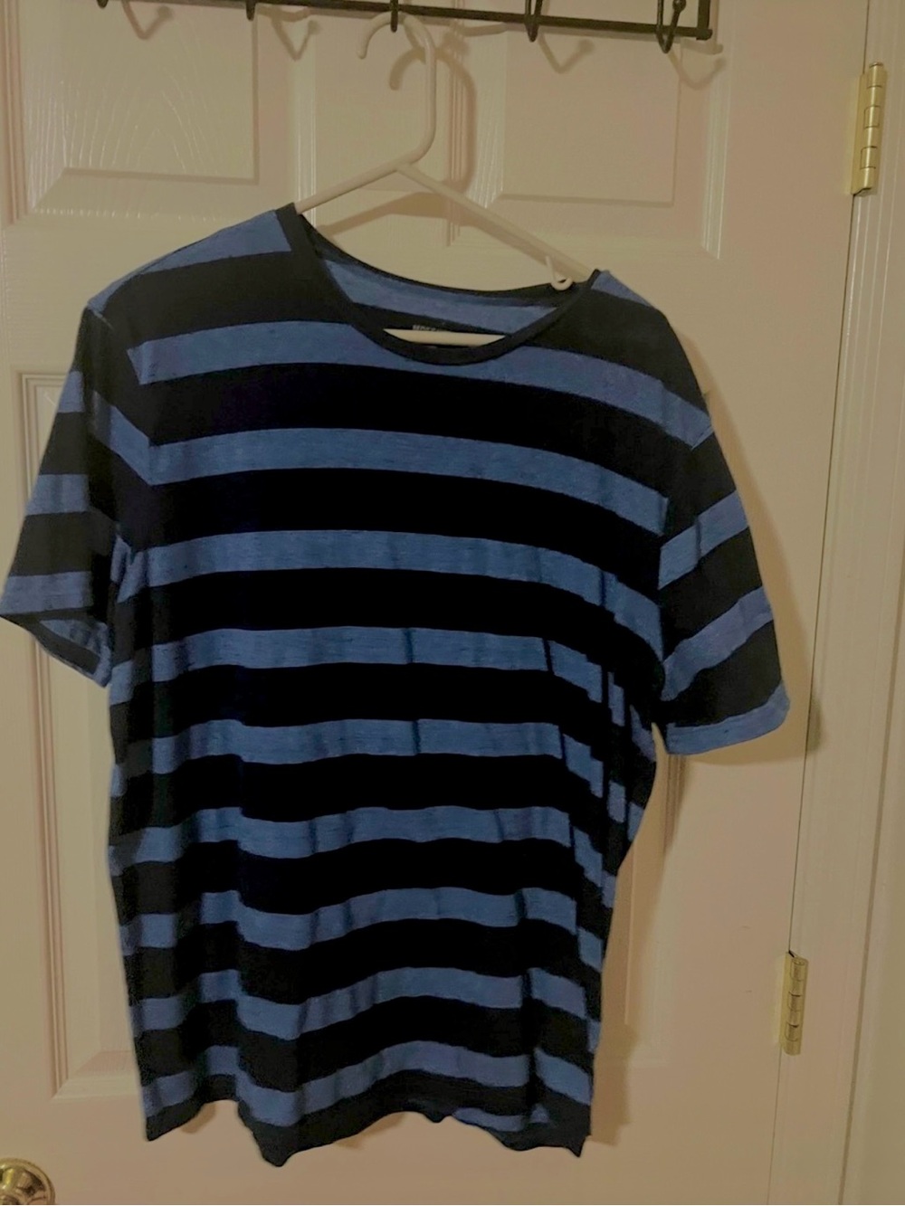 Mossimo Supply Co. Black and Blue Striped Short Sleeve Tee